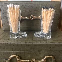 3 1/4” H Glass Cowboy Boot Match Holders - 2