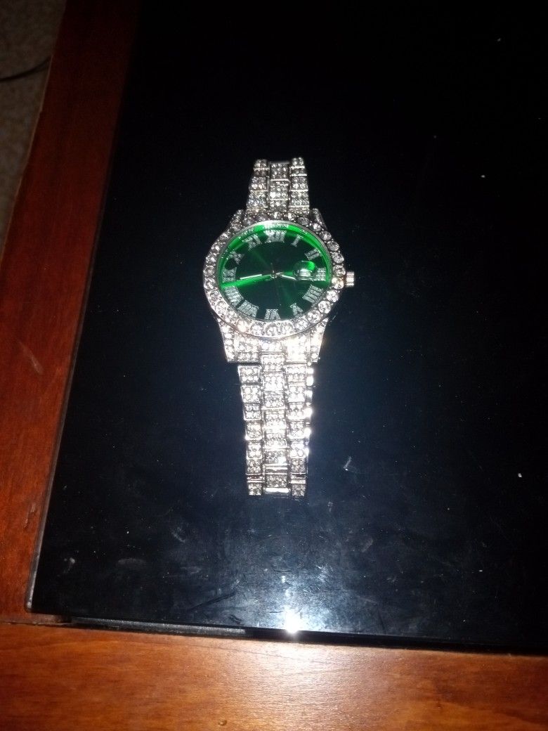 Iced Out Cuban Watch And Matching Bracelet