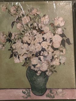 Three (3) Van Gogh Canvas Flower Prints 16”12” (New)