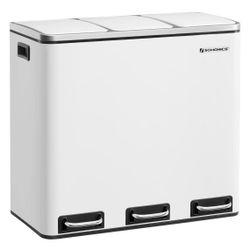 Trash Can, 3 x 4.8 Gallon Garbage Can, 14.4 Gallon Recycle Bin with Soft-Close Lids, Pedals, and Inner Buckets for Kitchen, Stainless Stee