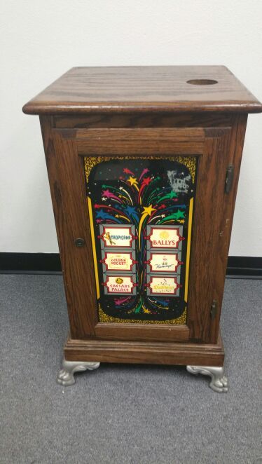 Vintage Lighted Casino Slot Machine Stand