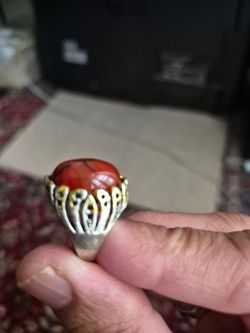 Red agate stone ring