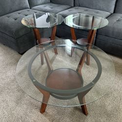 Ashley Signature Fantell Circular Occasional Table Set T210-13 - Coffee Table 34” across x 19” h and End Tables 22” across x 24” h