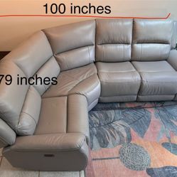 New Modular Leather Sectional Couch With Two Recliners- 1.5K 