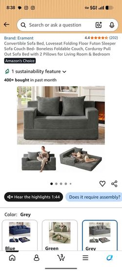 Erament Convertible Folding Sofa Bed Loveseat