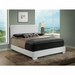 Queen White Leather Bed LIQUIDATION