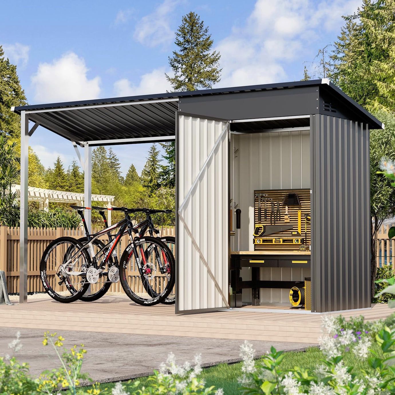 4'x10' Outdoor Open-Sided Storage Shed Metal Shed, Gray Brand new in box $99 Warehouse Clearance Sale 🔥First Come, First Served🔥 🔥Reserve with
