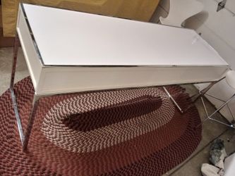 LONG LAMINATED CHROME COUNTER...72LX24WX32H...CAN BE USED FOR BUFFET, TV STAND , DERCOR PCCLOSET, OFFICE, ETC DOES HAVE SOME IMPERFECTIONS OVER USAGE