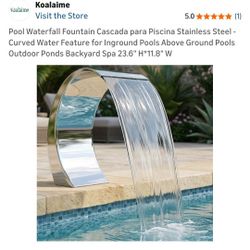 Stainless Steel Pool Waterfall Cascade, 23.6H 11.8W PUMP NOT INCLUDED 
