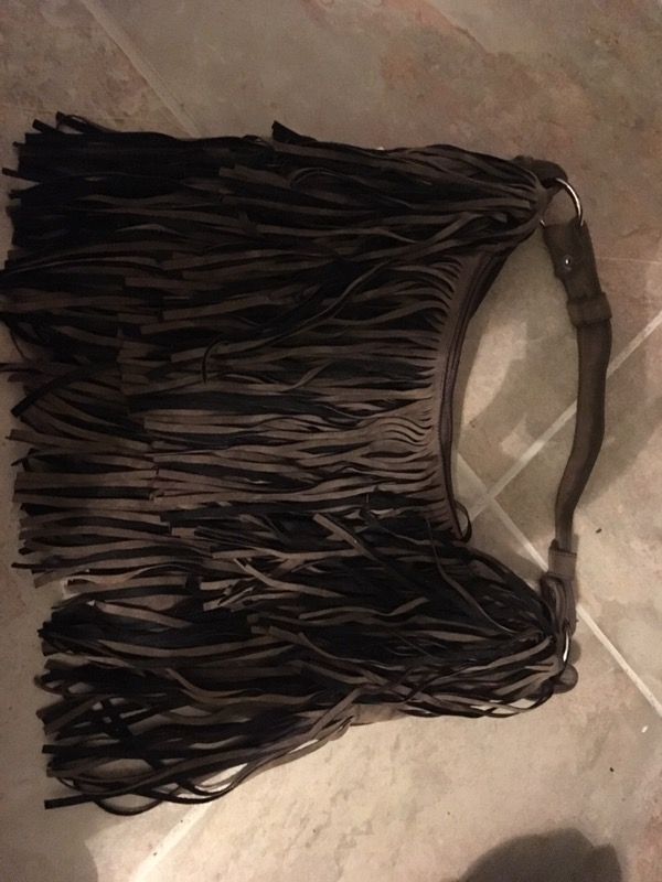 Tan Suede Fringe Purse