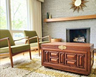 MCM Brutalist Cedar Chest / Trunk Coffee Table Solid Wood