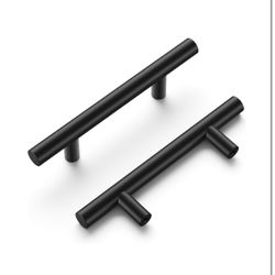 6pcs Kitchen Cabinet Handles, Drawer Pulls for Doors & Dresser Drawers, Hardware for Bathroom, 3 Inch Hole Center, Matte Black