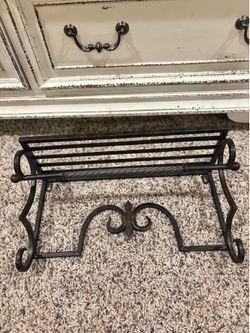Antique bronze, iron shelf, and towel bar