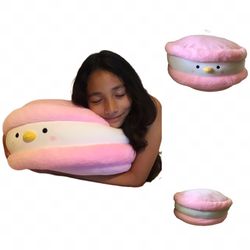 TAKASHOJI Pink Macaroon Duck Round Jumbo Plush
