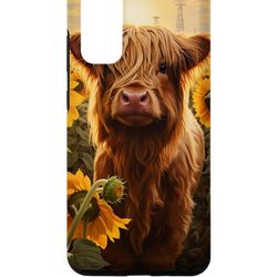 Galaxy S20 Scottish Highland Cow Sunflower Western Country Farm Case

