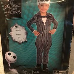 Disney Nightmare Before Christmas Jack Skellington Toddler Costume Size 3-4 -NEW