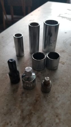 3/8" DRIVE STD USA SOCKETS + adapters, DEEP AND REGULAR (see details)
