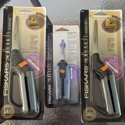 3 FISKARS  Softouch Scissors  Each $10