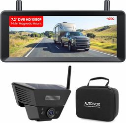 AUTO-VOX 7.2” Solar Wireless Backup Camera 1080P Magnetic Mount Night Vision for RV Truck