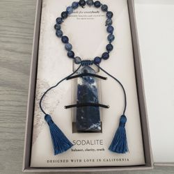 Sodalite bracelet and obelisk