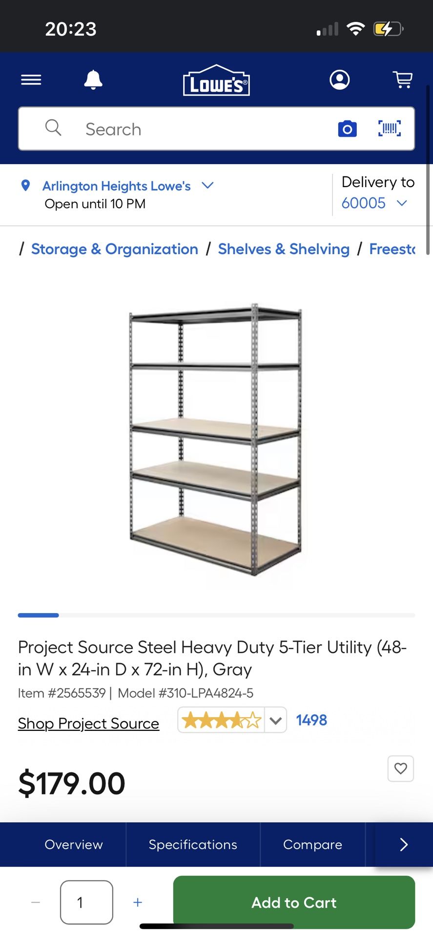Heavy Duty 5 Tier Utility Metal Shelf Shelves Shelving Storage Unit 
