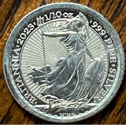 2023 BU 1/10 Oz Silver Britannia Coin .999 Fine Silver