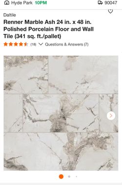 🆕 Daltile Renner Marble Ash 24 in. x 48 in. Polished Porcelain Floor and Wall Tile (341 sq. ft./pal