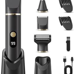 Beard Trimmer for Men, IPX7 Waterproof Body Hair Trimmer Electric Razor Shaver Body Grooming Kit Wet/Dry Use for Groin, Nose, Ear Hairs, Beard, Legs, 