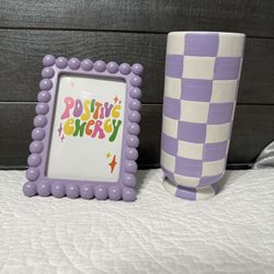 Purple Picture Frame And Purple Vase 