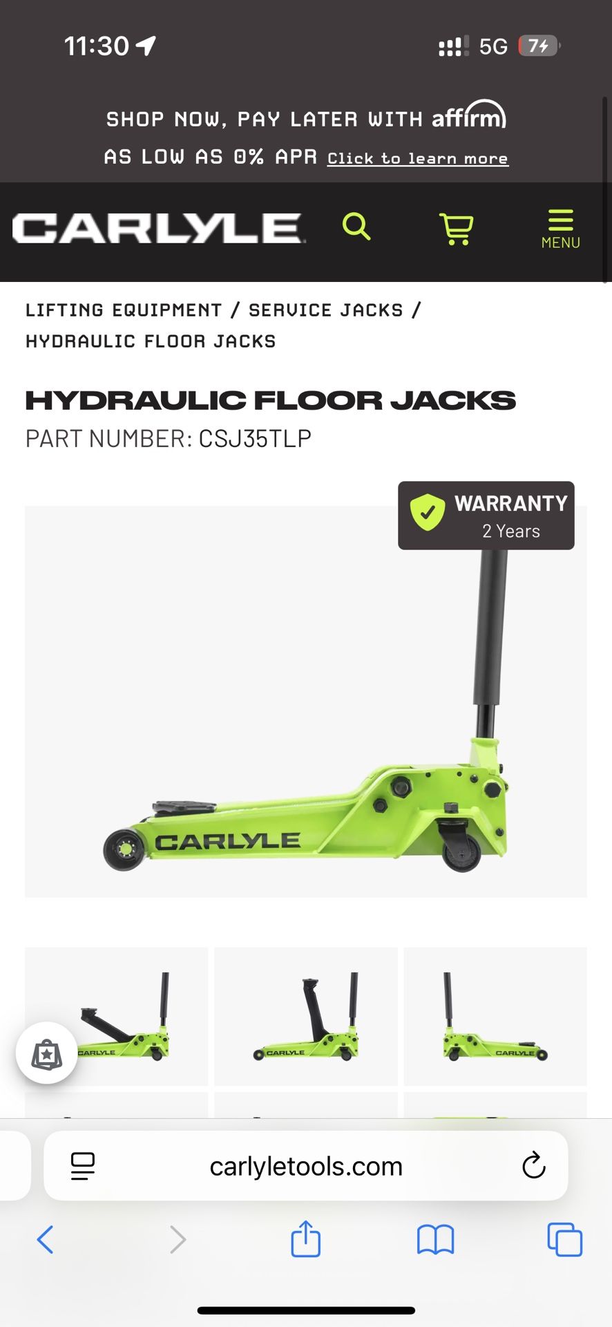 Carlyle 3.5 Low Profile Floor Jack