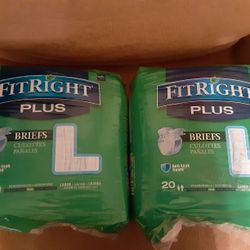 Two Brand New Sealed FitRight Plus Breifs 20 Count  Size X-Large