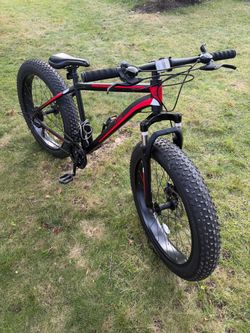 Fat Tire Mountain Bike Black and Red and assembled