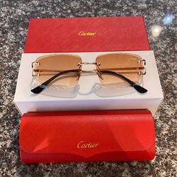 Cartier C Frame Orange & Gold Sunglasses