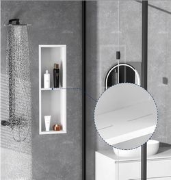 (Brand New in Box) 
Stainless Steel Shower Niche 24" X 8", No Tile Needed Wall Niche Double Shelves, Recessed Shower Shelf for Bathroom Storage, Matte