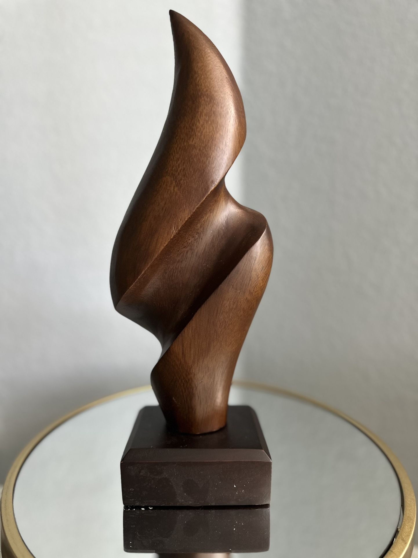 Wood Statue On Rectangular Base