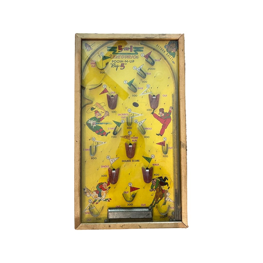 Vintage 1950s Pinball Pachinko Game 5-in-1 ELECTRIC POOSH-M-UP "Big Five"