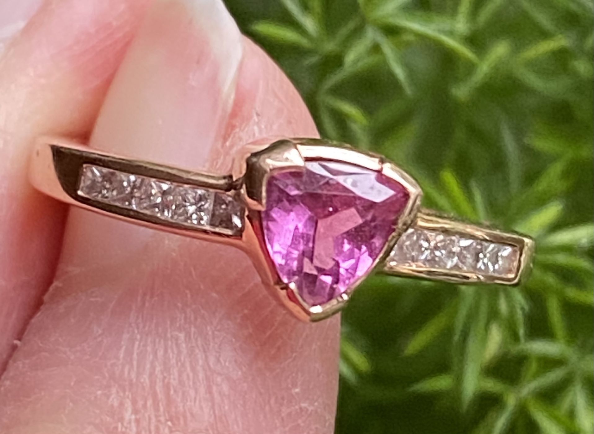 14K Trillion Pink Tourmaline Ring