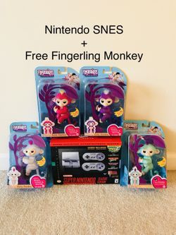 Brand New Nintendo SNES + 1 Free Fingerling Monkey