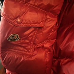 Red Moncler Puffer Coat