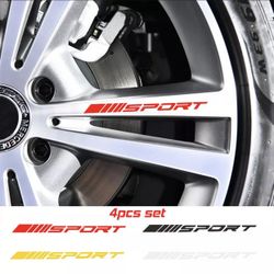 4pc Wheels Rims Sport Racing Decal Stripes Stickers Emblem Race Car SUV Truck