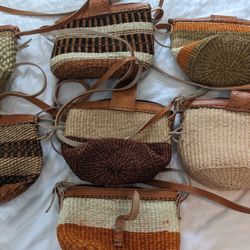 Small Beautiful Handmade Handwoven Genuine Sisal-Leather Crossbody Bag.