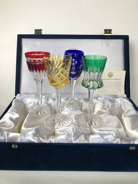 Fabergé Imperial Collection Crystal Xenia Cordial Liqueur Glasses Set of 4, with Original Gift Box