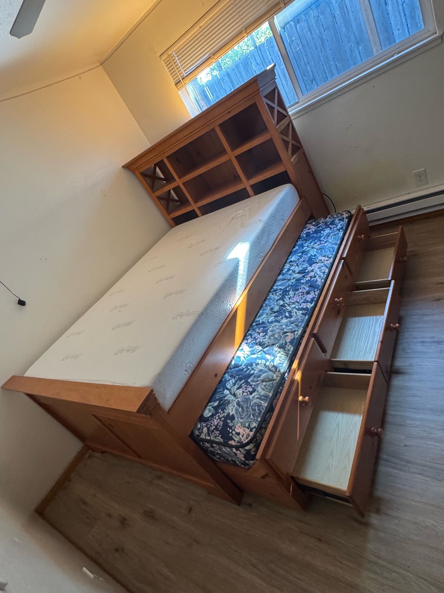 Full size bed with twin trundle