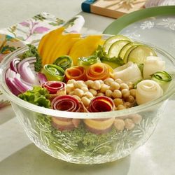 Princess House Wildflower Medium Green and Clear Bowl With Lid (3312)