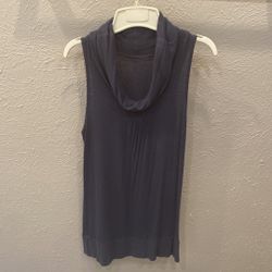 Tank top with cowl neck and ribbed hemline 