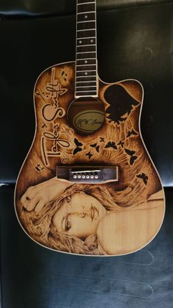 Taylor Swift Custom made Electric Guitar.All Woodburned.