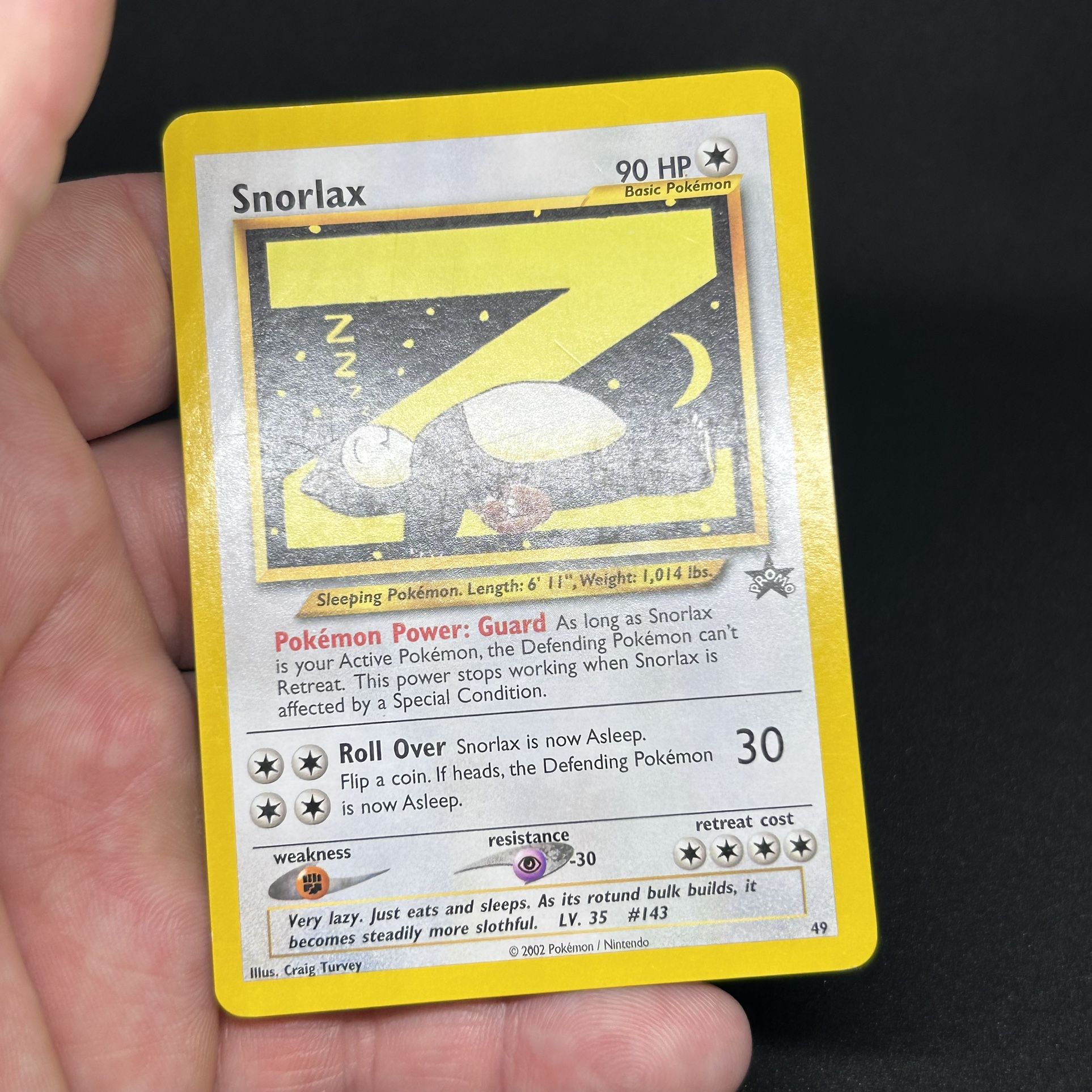 Pokémon 2002 Promo Sleeping Snorlax Z Craig Turvey Black Star
