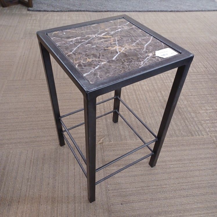 Tile Inlay Metal Side Table