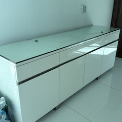 Buffet Modern White Gloss with Glass Top
