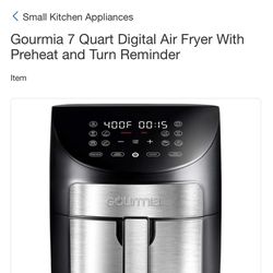  Gourmia 7 Quart Digital Air Fryer With Preheat and Turn Reminder 
